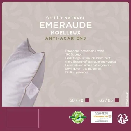 Oreiller Lestra Emeraude 90% Duvet