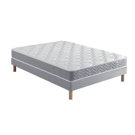 Ensemble Matelas Douces Nuits Remory 667 ressorts ensachés + 2 cm Viscoélastique + Sommier Base Ferme