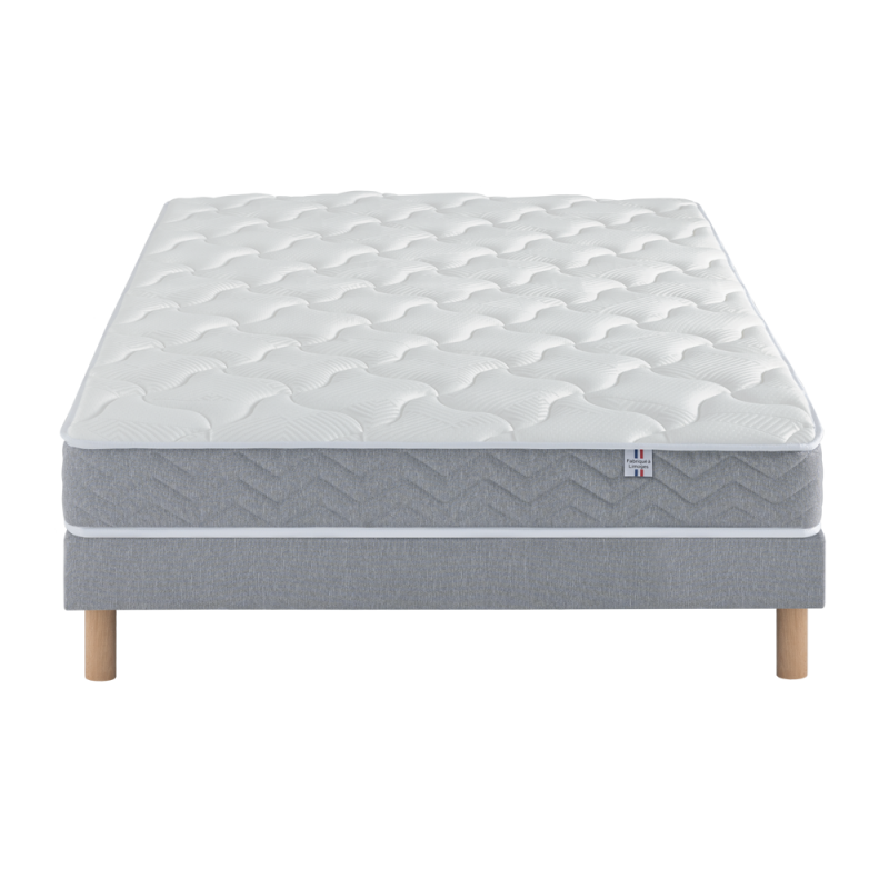 Ensemble Matelas Douces Nuits Remory 667 ressorts ensachés + 2 cm Viscoélastique + Sommier Base Ferme