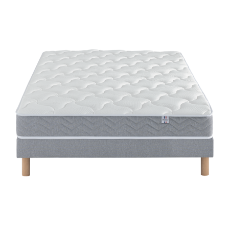 Ensemble Matelas Douces Nuits Remory 667 ressorts ensachés + 2 cm Viscoélastique + Sommier Base Ferme