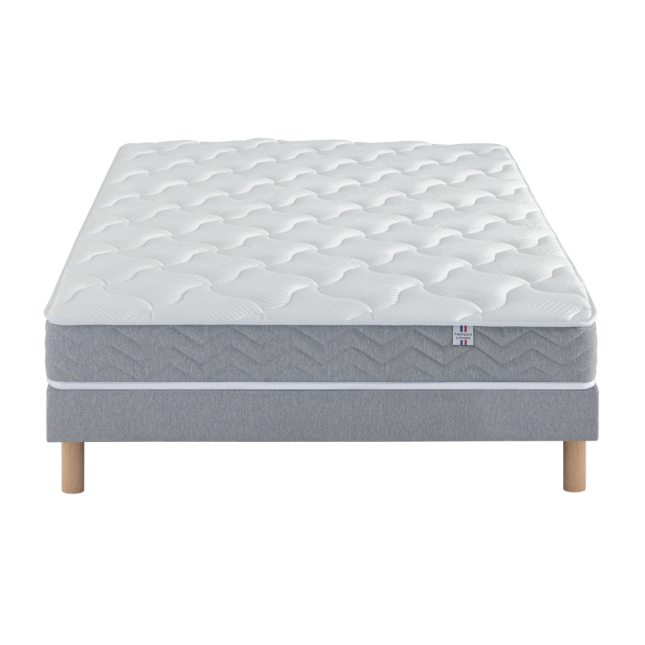 Ensemble Matelas Douces Nuits Remory 667 ressorts ensachés + 2 cm Viscoélastique + Sommier Base Ferme