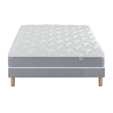 Ensemble Matelas Douces Nuits Remory 667 ressorts ensachés + 2 cm Viscoélastique + Sommier Base Ferme