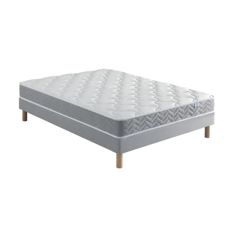 Ensemble Matelas Douces Nuits Remory 667 ressorts ensachés + 2 cm Viscoélastique + Sommier Base Morpho