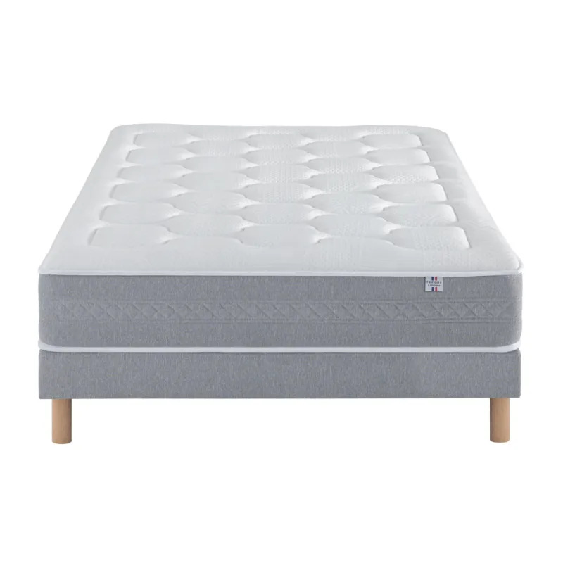 Ensemble Matelas Douces Nuits Mary Mousse HR 55kg/m3 + Sommier Base Ferme