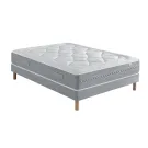 Ensemble Matelas Douces Nuits Mirage Mousse HR 35kg/m3 + Viscoélastique + Sommier Base Ferme