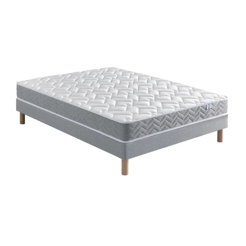 Ensemble Matelas Douces Nuits Maeva Mousse HR 35g/m3 + Sommier Base Ferme