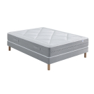 Ensemble Matelas Douces Nuits Riviera 744 ressorts ensachés + 4 cm Viscoélastique + Sommier Base Ferme