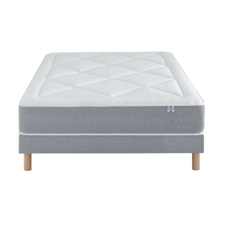 Ensemble Matelas Douces Nuits Riviera 744 ressorts ensachés + 4 cm Viscoélastique + Sommier Base Ferme