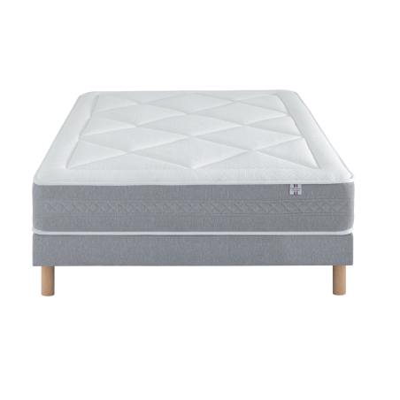 Ensemble Matelas Douces Nuits Riviera 744 ressorts ensachés + 4 cm Viscoélastique + Sommier Base Ferme