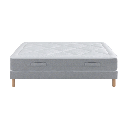 Ensemble Matelas Douces Nuits Riviera 744 ressorts ensachés + 4 cm Viscoélastique + Sommier Base Ferme