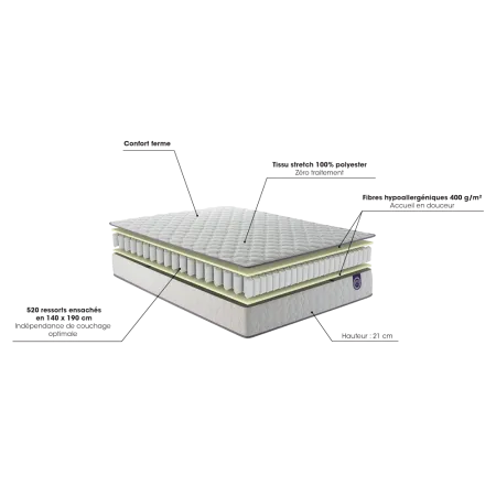 Matelas Merinos Well Bed - 520 Ressorts ensachés